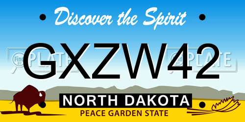 GXZW42 North Dakota License Plate