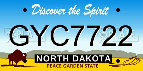 GYC7722 North Dakota License Plate