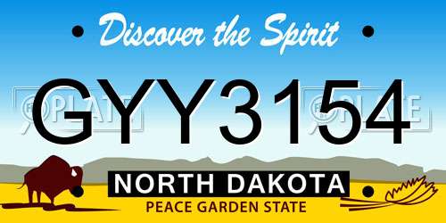 GYY3154 North Dakota License Plate