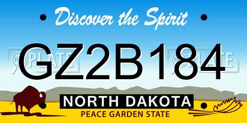 GZ2B184 North Dakota License Plate