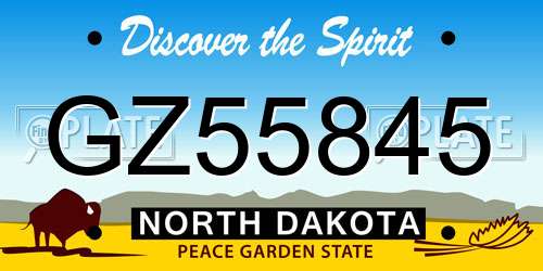 GZ55845 North Dakota License Plate