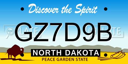 GZ7D9B North Dakota License Plate