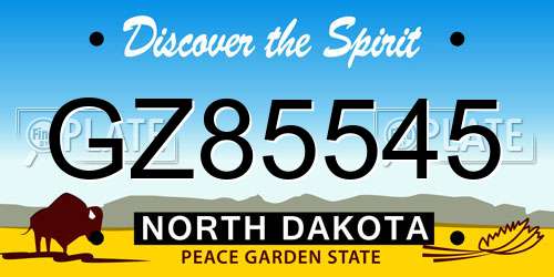 GZ85545 North Dakota License Plate