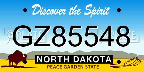 GZ85548 North Dakota License Plate