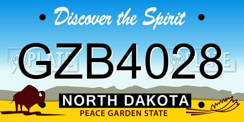GZB4028 North Dakota License Plate