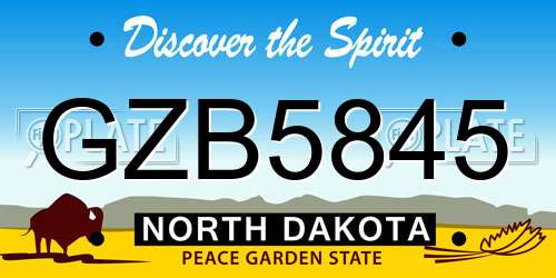 GZB5845 North Dakota License Plate