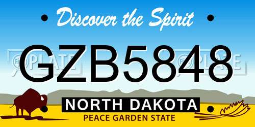 GZB5848 North Dakota License Plate