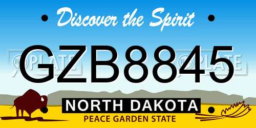 GZB8845 North Dakota License Plate