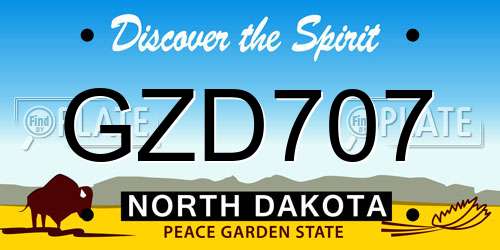 GZD707 North Dakota License Plate