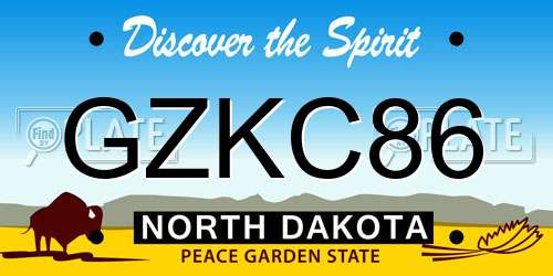 GZKC86 North Dakota License Plate