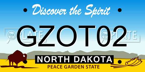 GZOT02 North Dakota License Plate