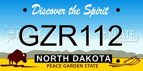 GZR112 North Dakota License Plate