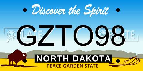 GZTO98 North Dakota License Plate