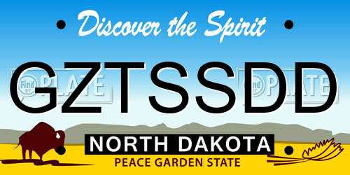 GZTSSDD North Dakota License Plate