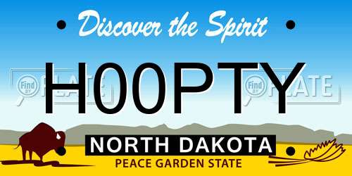 H00PTY North Dakota License Plate