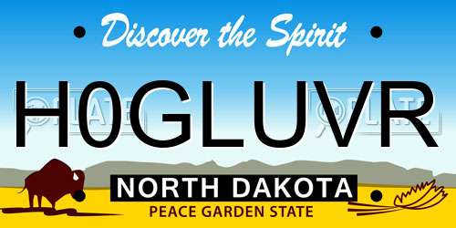 H0GLUVR North Dakota License Plate