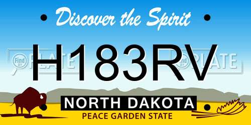 H183RV North Dakota License Plate