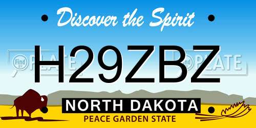 H29ZBZ North Dakota License Plate