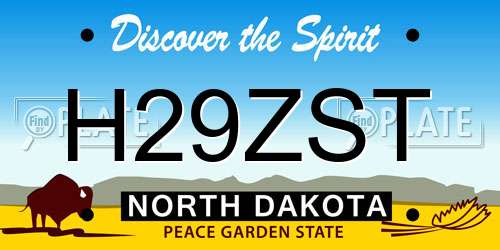 H29ZST North Dakota License Plate