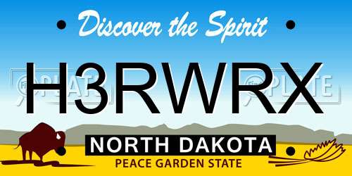 H3RWRX North Dakota License Plate