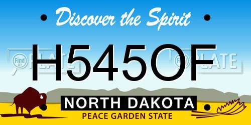 H545OF North Dakota License Plate