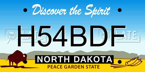 H54BDF North Dakota License Plate