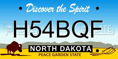 H54BQF North Dakota License Plate