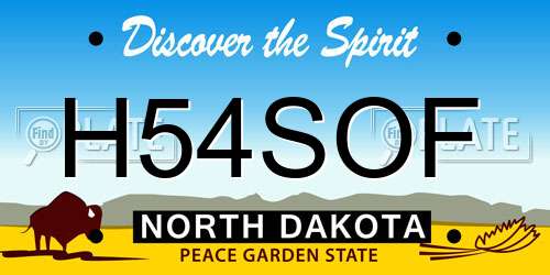 H54SOF North Dakota License Plate