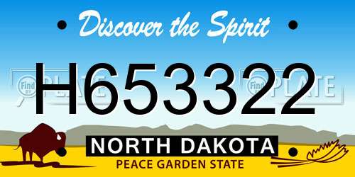 H653322 North Dakota License Plate
