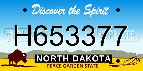 H653377 North Dakota License Plate