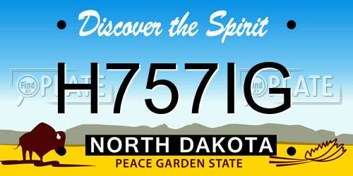 H757IG North Dakota License Plate