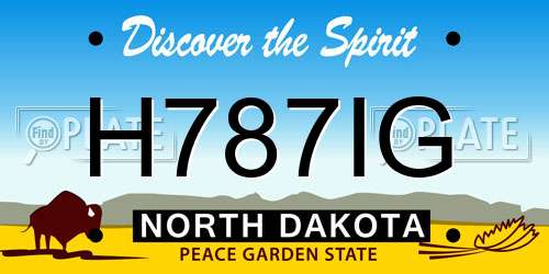 H787IG North Dakota License Plate