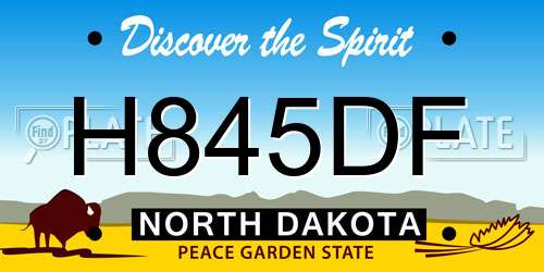 H845DF North Dakota License Plate