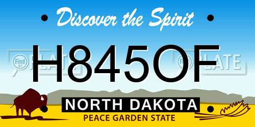H845OF North Dakota License Plate