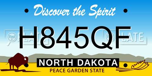 H845QF North Dakota License Plate