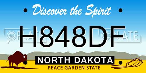 H848DF North Dakota License Plate