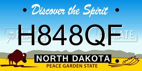 H848QF North Dakota License Plate