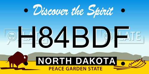 H84BDF North Dakota License Plate