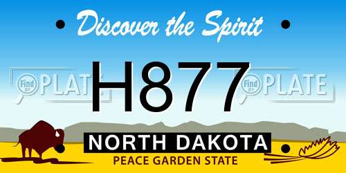H877 North Dakota License Plate