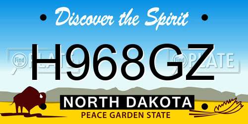 H968GZ North Dakota License Plate