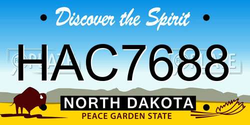 HAC7688 North Dakota License Plate
