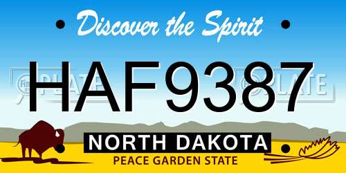 HAF9387 North Dakota License Plate