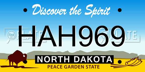 HAH969 North Dakota License Plate