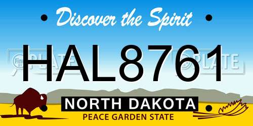 HAL8761 North Dakota License Plate
