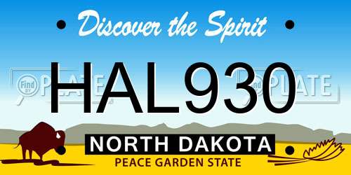 HAL930 North Dakota License Plate