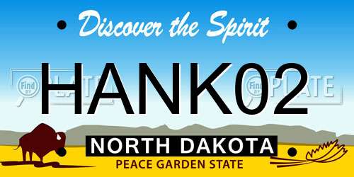 HANK02 North Dakota License Plate