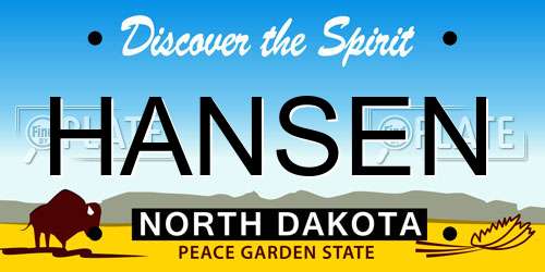 HANSEN North Dakota License Plate