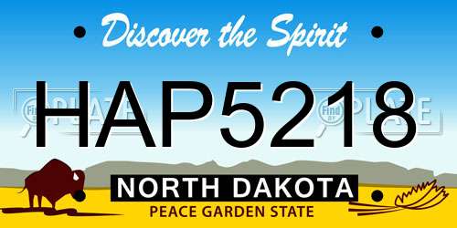 HAP5218 North Dakota License Plate
