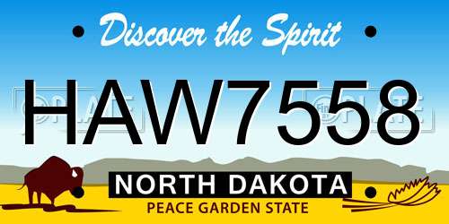 HAW7558 North Dakota License Plate
