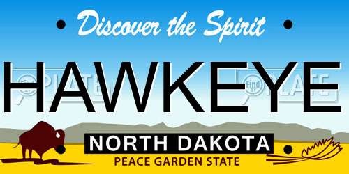 HAWKEYE North Dakota License Plate